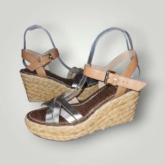 Sam Edelman Womens Size 9 Gold Buff Darline Platform Wedge Sandal - Picture 1 of 15